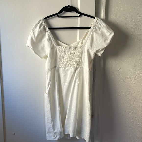 Madewell Linen-Cotton Puff-Sleeve Mini Dress (white, size 4) - Picture 4 of 7